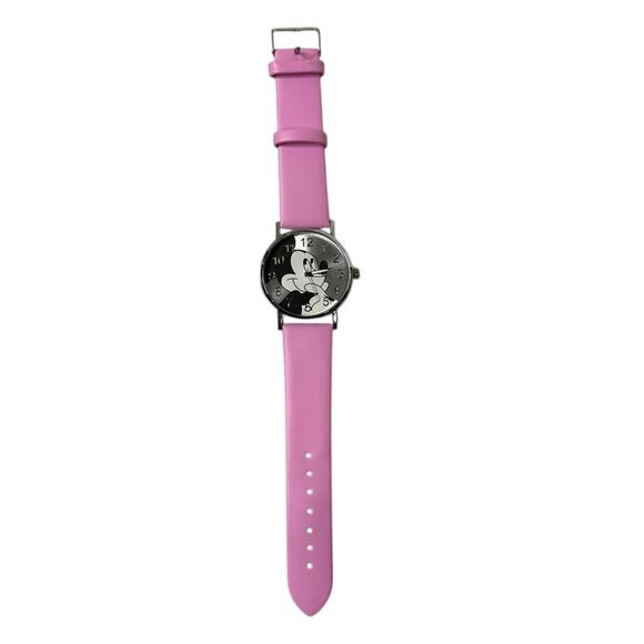 Mickey Mouse Watch Cartoon Face Silver‎ with Pink Band Tested! - Picture 5 of 6